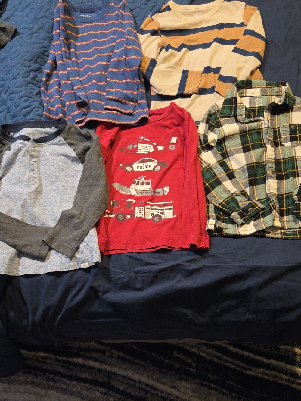 Kids Long-Sleeve Graphic Tees And Flannel -, Size 4/5 Or 4t, Lot Of Five